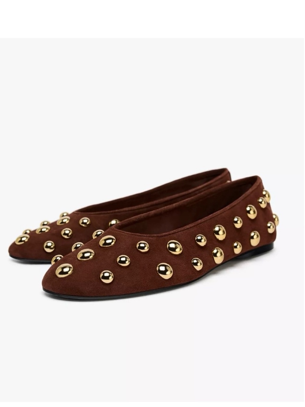 Zara studded suede ballet flats
